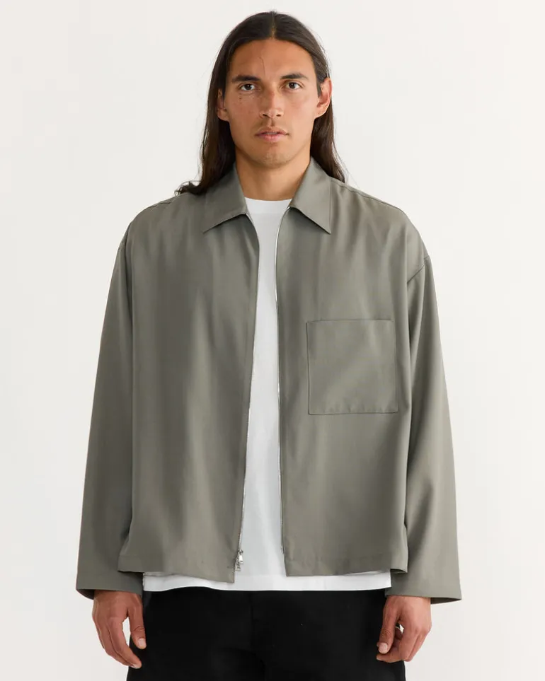 Enzo Shirt in Tropical Wool Olive