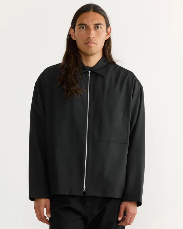 Enzo Shirt in Tropical Wool Black