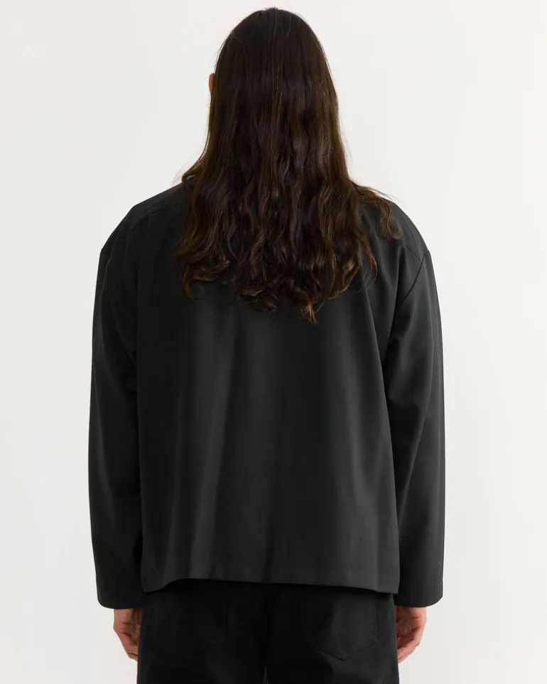 Enzo Shirt in Tropical Wool Black