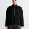 Enzo Shirt in Wool Double Knit Black