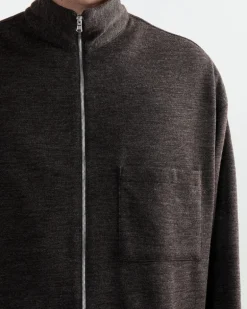 Enzo Shirt in Wool Double Knit Brown Mélange