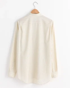 Fine Wool Stripe Shirt in Ivory