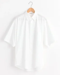 Finx Twill Big Half Sleeved Shirt in White