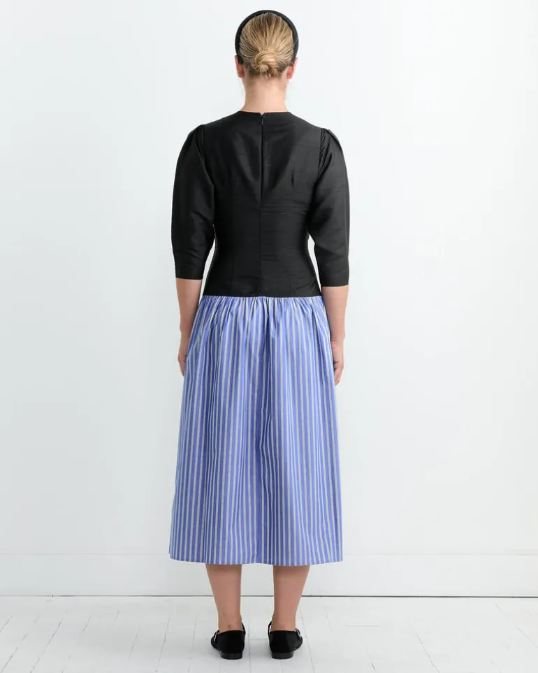 Fleur Dress in Cobalt Stripe