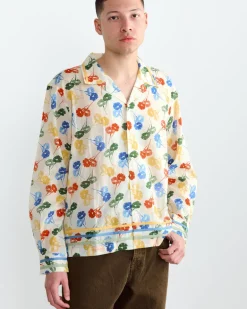 Flower Stamp Shirt in White Multi