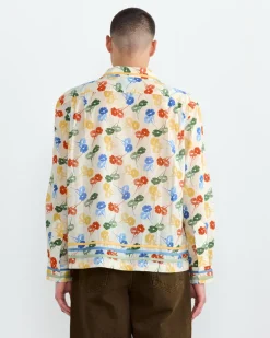 Flower Stamp Shirt in White Multi