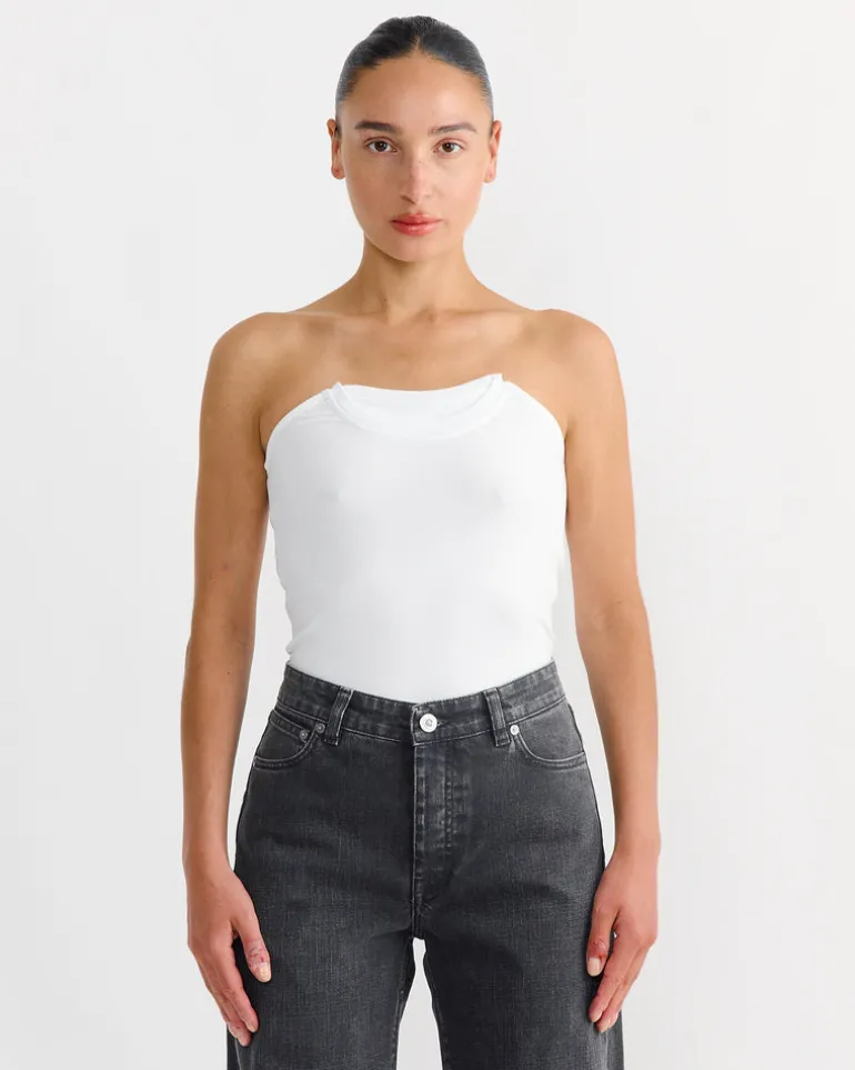 Folded Crew Top in White