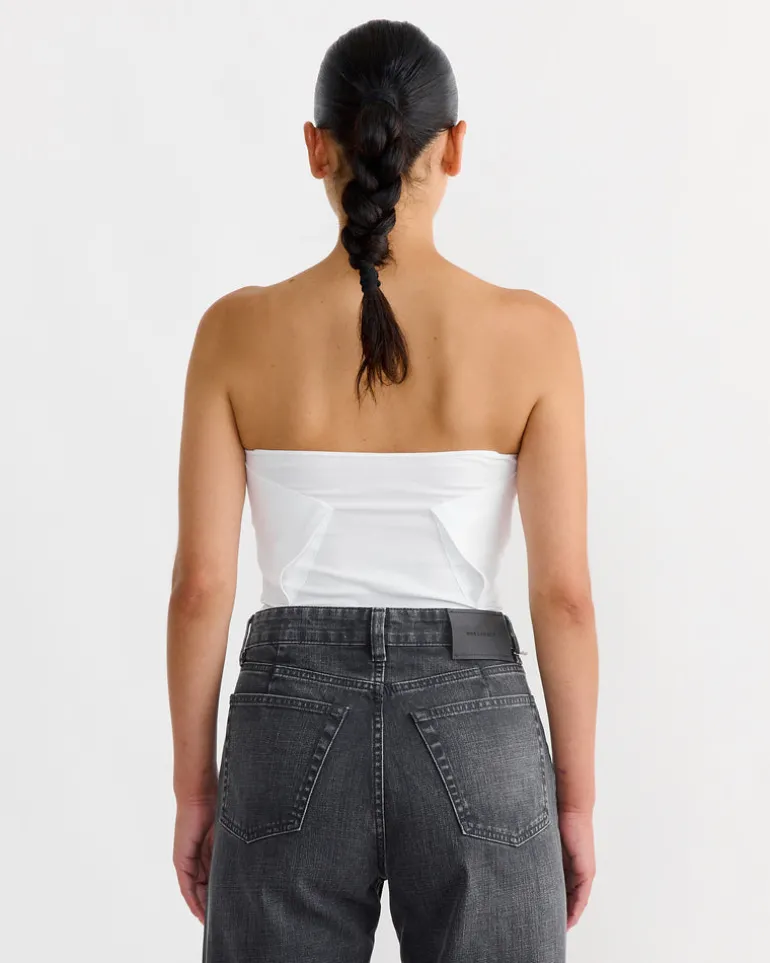 Folded Crew Top in White
