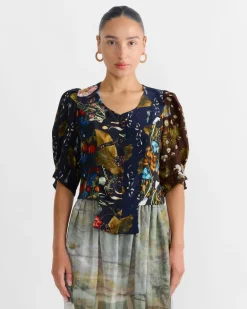Folk Blouse in Print Z/Flower Power Dark