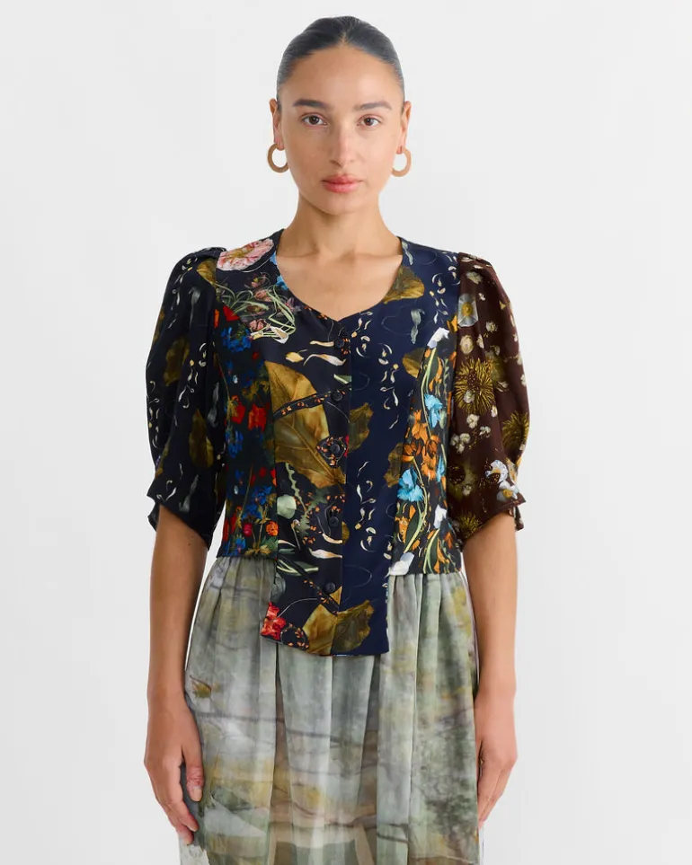 Folk Blouse in Print Z/Flower Power Dark