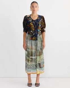 Folk Blouse in Print Z/Flower Power Dark