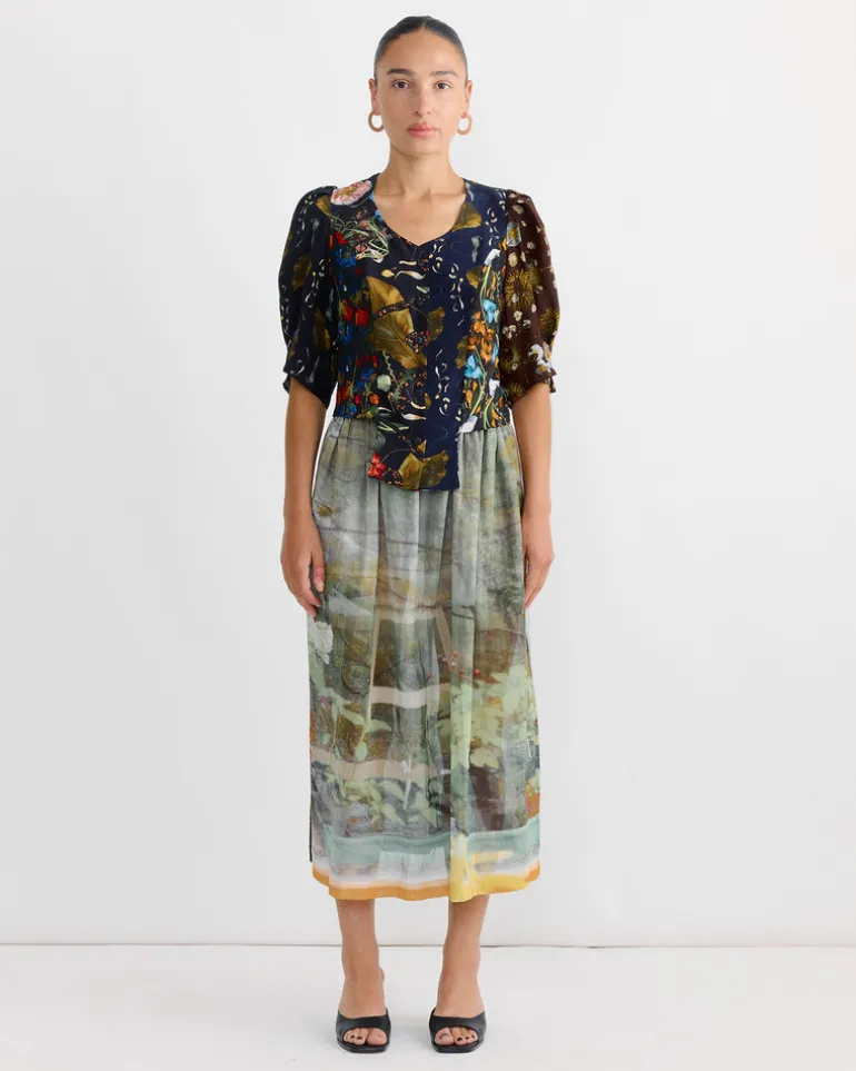 Folk Blouse in Print Z/Flower Power Dark