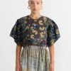 Folk Top in Print Z/Flower Power Dark