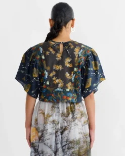Folk Top in Print Z/Flower Power Dark