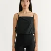Gathered Strap Top in Black