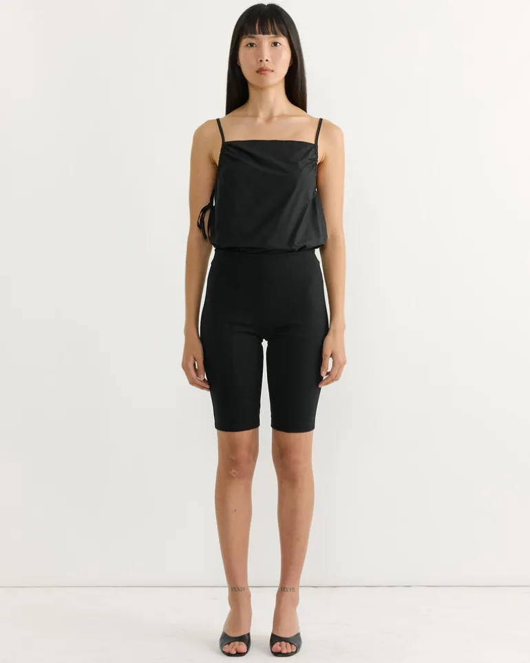 Gathered Strap Top in Black