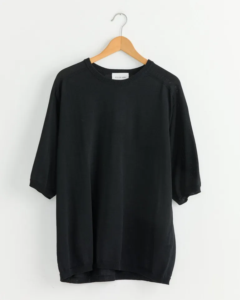 Half Sleeve Knit Shirt in Black