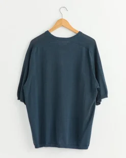 Half Sleeve Knit Shirt in Dusty Blue