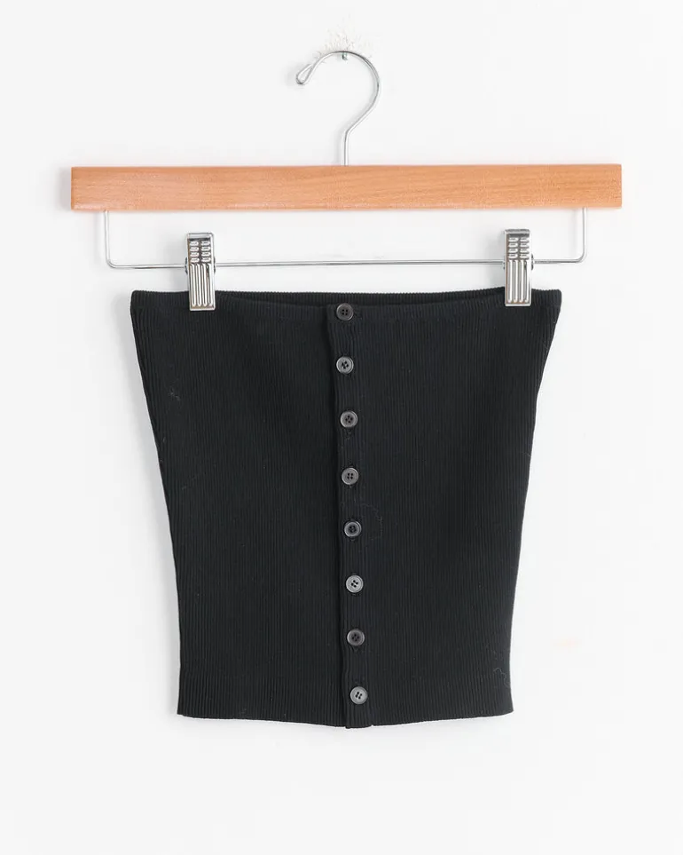 High Gauge Rib Bandeau in Black