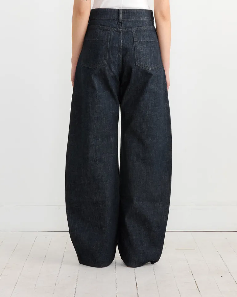 High Waisted Curved Pant in Denim Indigo
