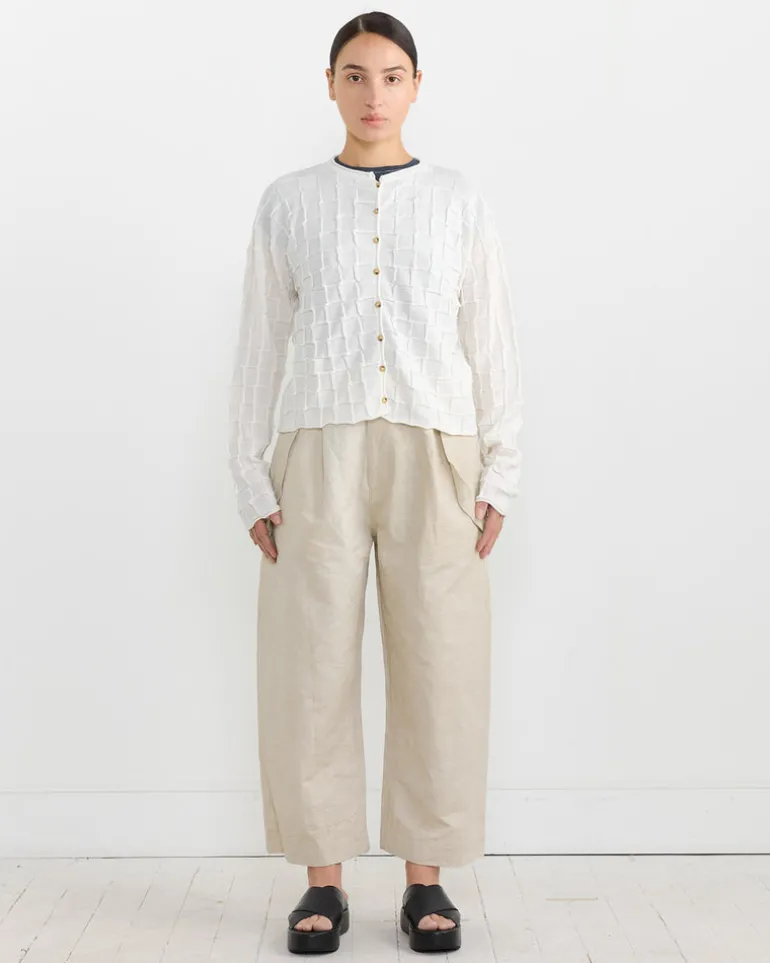 Inlay Cardigan in White