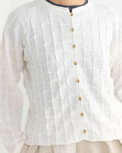 Inlay Cardigan in White