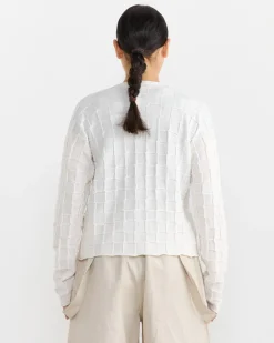 Inlay Cardigan in White