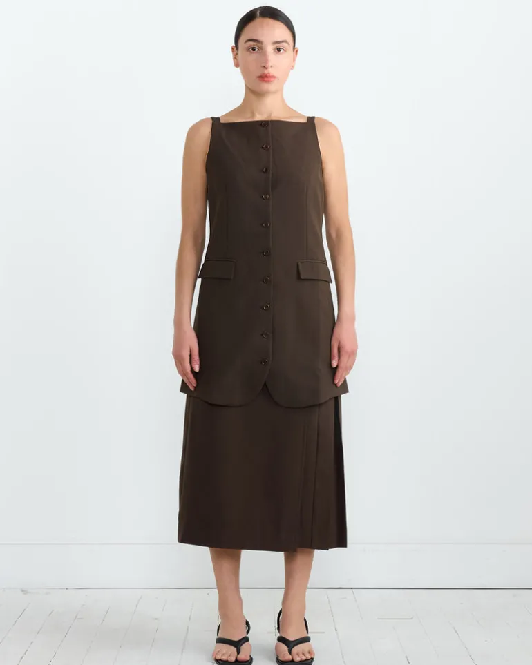 Innes Dress in Dark Khaki