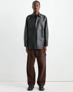 Lamb Leather Light Shirt in Black