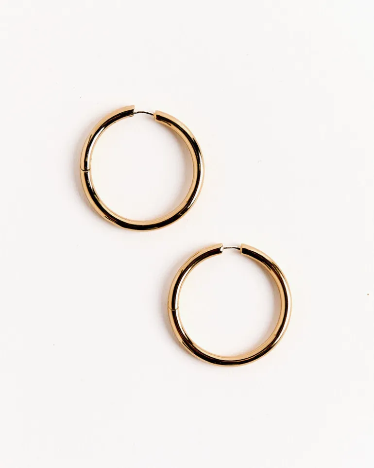 Large Seamless Hoops in Gold Tone