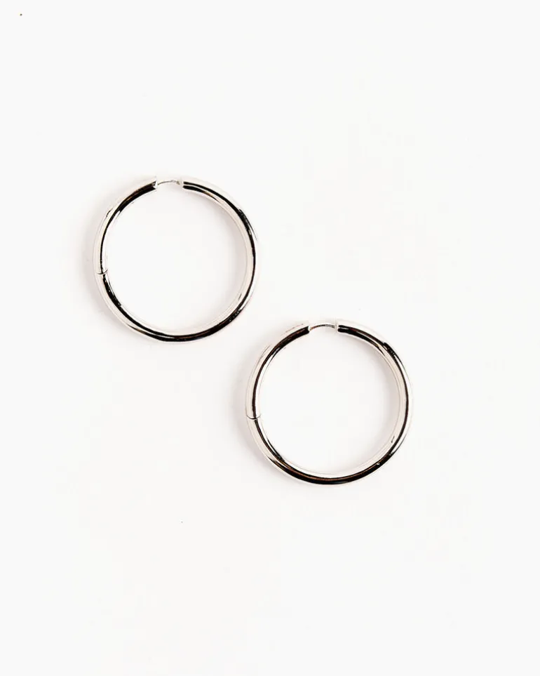 Large Seamless Hoops in Silver Tone