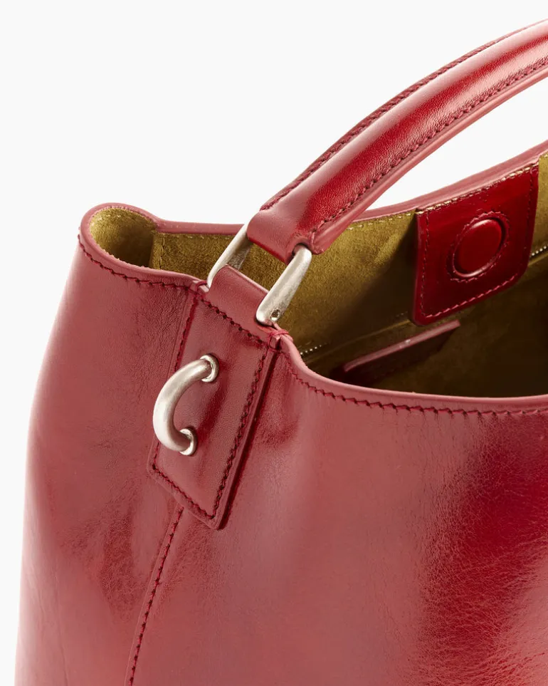 Leather Bucket Bag in Brique