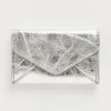 Leather Envelope Card Holder in Silver
