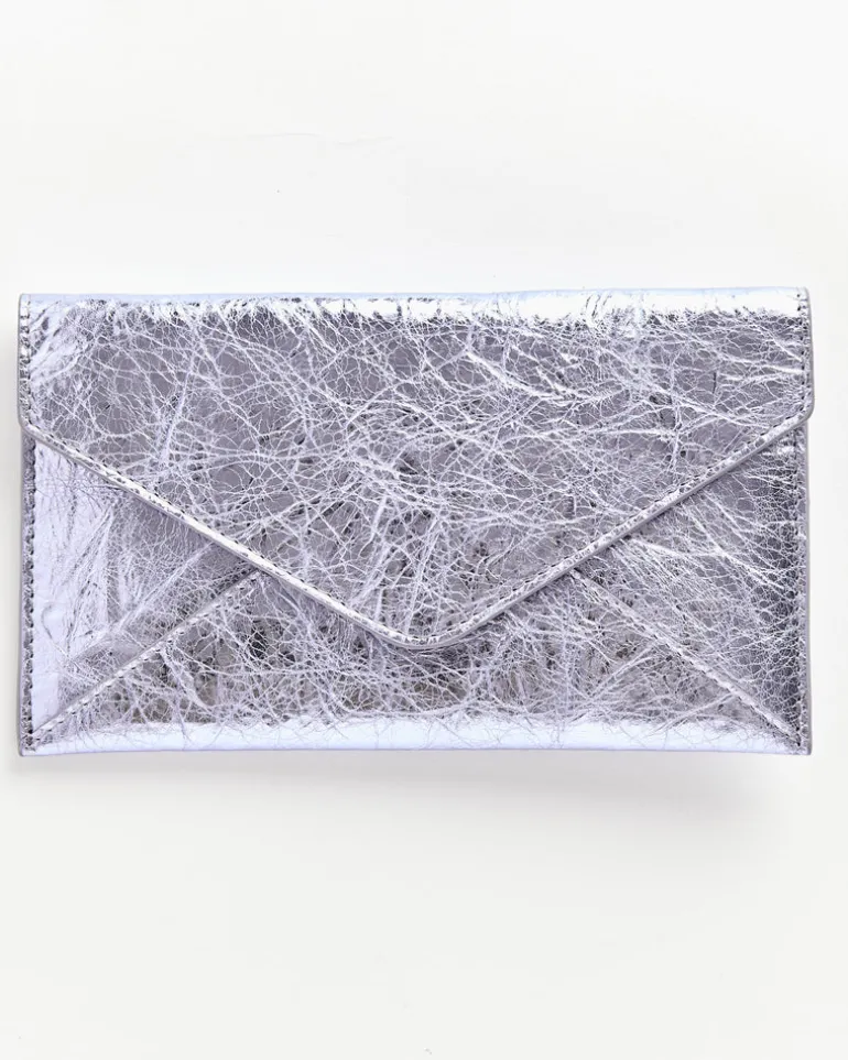 Leather Envelope Clutch in Lilac