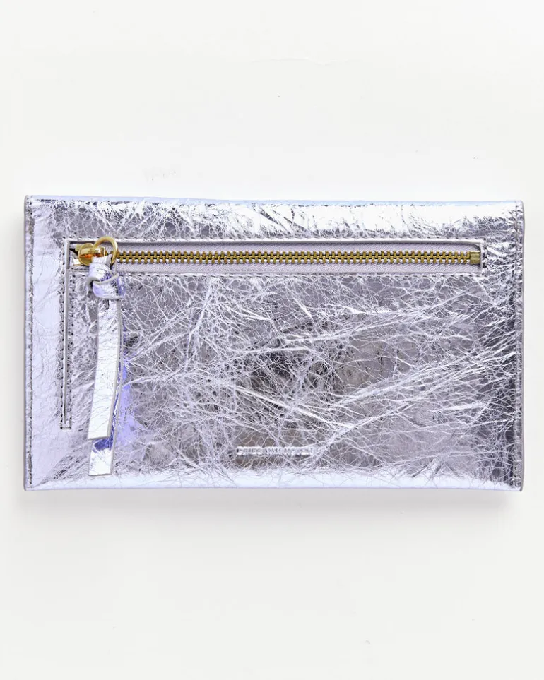 Leather Envelope Clutch in Lilac