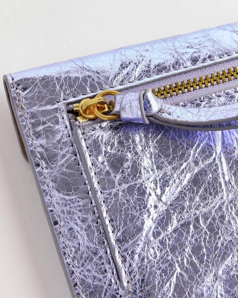 Leather Envelope Clutch in Lilac