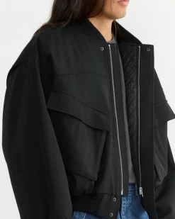 Light Wool Flight Blouson in Top Black