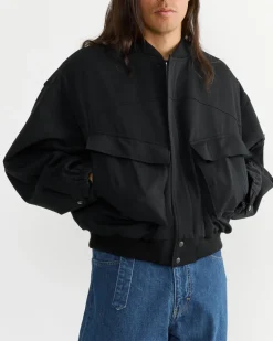 Light Wool Flight Blouson in Top Black