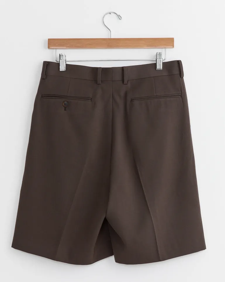 Light Wool Gabardine Short in Dark Brown