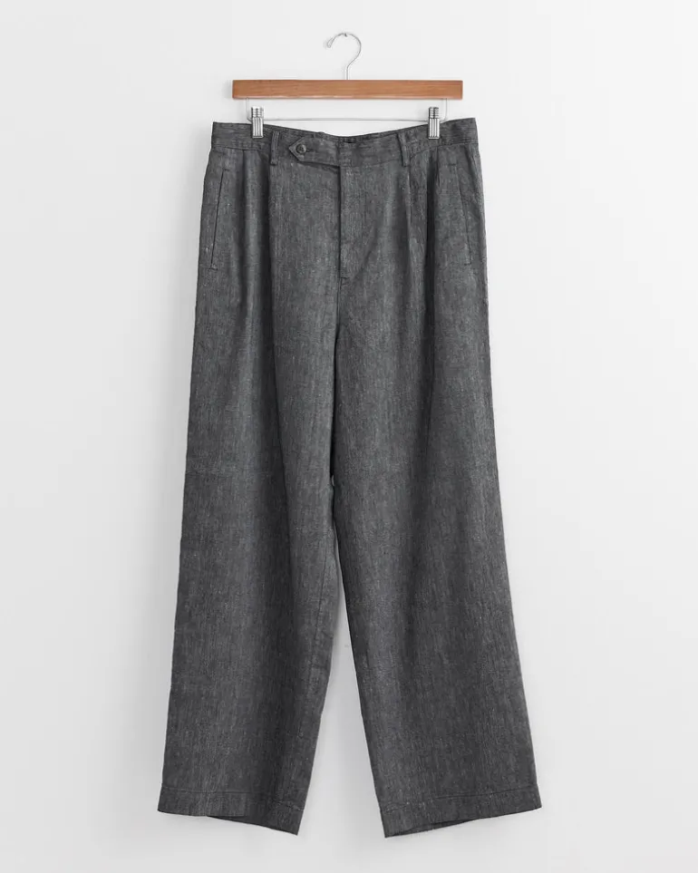 Linen Wool Pant in Black