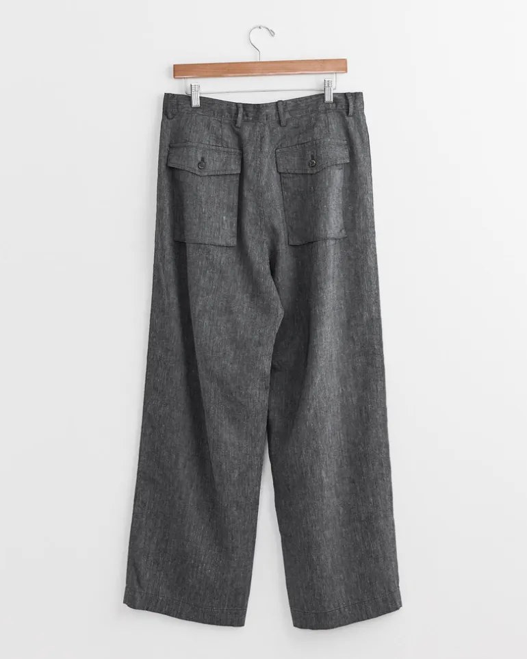 Linen Wool Pant in Black