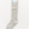 Long Reversed Rib Knee Socks in Mist