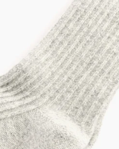 Long Reversed Rib Knee Socks in Mist