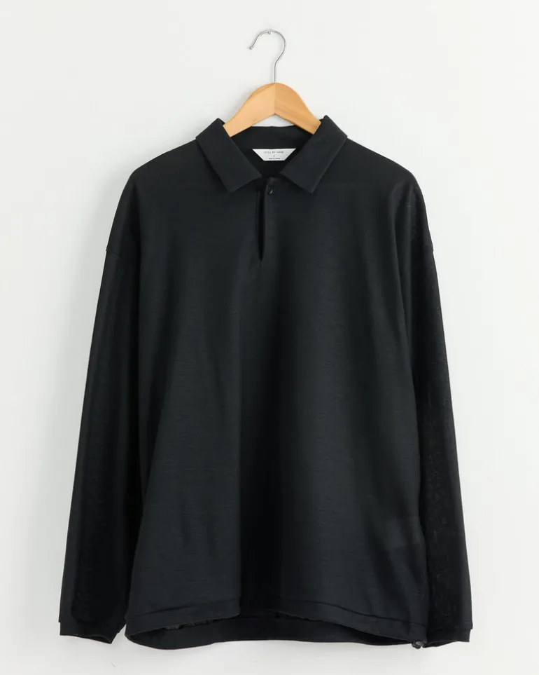 Long Sleeve Polo in Black