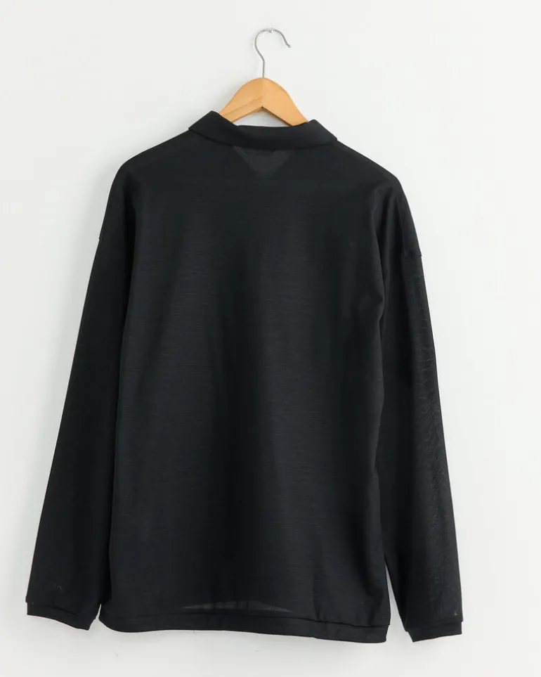 Long Sleeve Polo in Black
