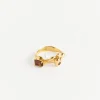 Menage Ring in Gold Plated Bronze/Pink Topaz