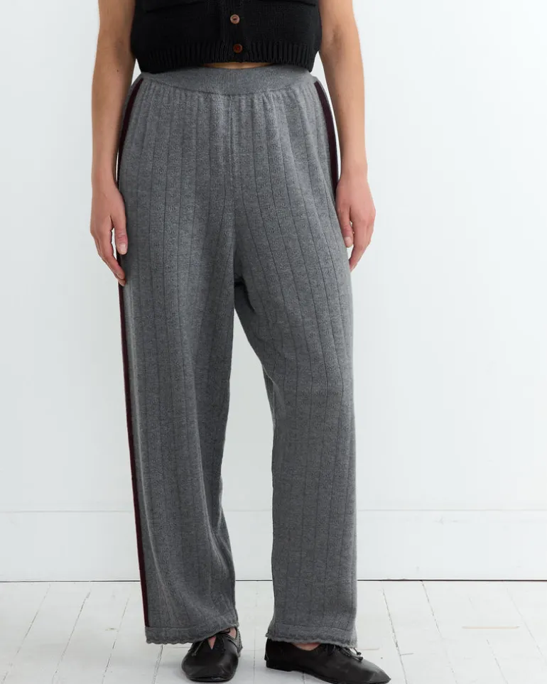 Merino Pointelle Pant in Grey
