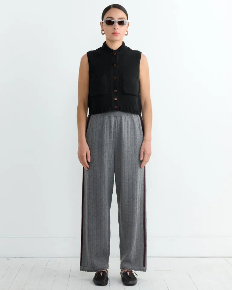 Merino Pointelle Pant in Grey