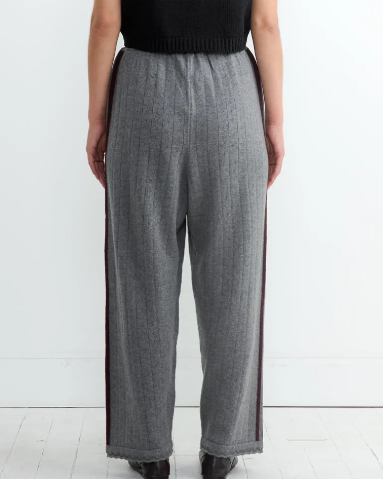 Merino Pointelle Pant in Grey