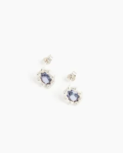 Mini Bamboo Earrings in Gold/Blue